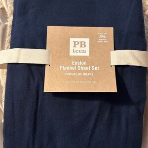 Pottery Barn Teen Twin XL Flannel Sheet Set - Navy. Never used. NWT.